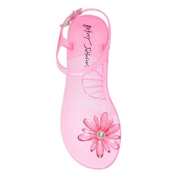 Betsey Johnson Women Pink Clear Jelly Flower Tabby Summer Flat Sandals Size US 7 - Picture 2 of 5